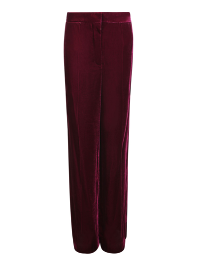 Shop Stella Mccartney Velvet Tailored Trousers In Bordeaux