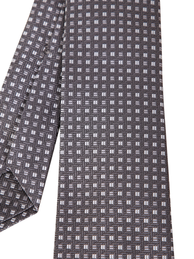 Shop Kiton Grey Micro Pattern Tie