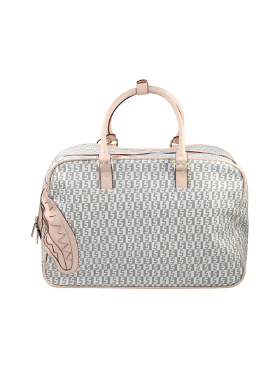 Shop Sprayground Rose Money Check Duffle In Bianco