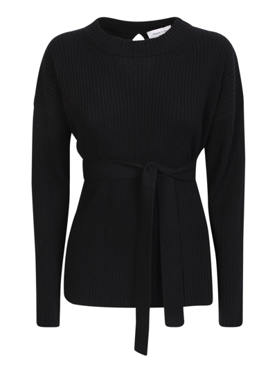 Shop Fabiana Filippi Ribbed Pullover With Open Back In Black