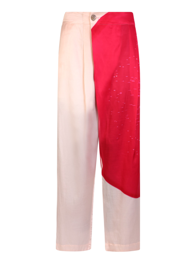 Shop Issey Miyake Slice Trousers Beige/ Dark Pink