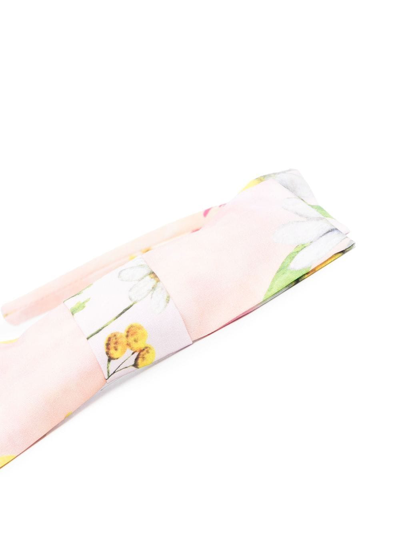 Shop Patachou Floral-print Bow Headband In Pink