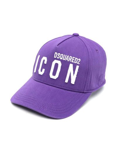 Shop Dsquared2 Icon Logo-embroidered Baseball Cap In Purple