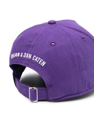 Shop Dsquared2 Icon Logo-embroidered Baseball Cap In Purple