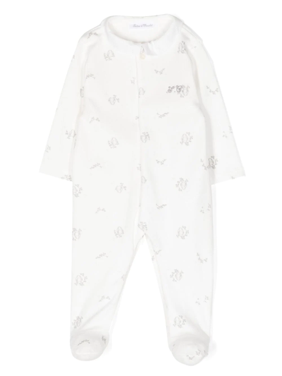 Shop Tartine Et Chocolat Embroidered-logo Cotton Pajamas In White
