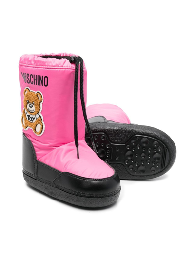 Shop Moschino Teddy Bear-print Snow Boots In Pink
