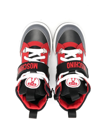 Shop Moschino Logo-print High-top Sneakers In Red