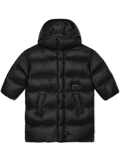 Shop Dolce & Gabbana Logo-tag Hooded Down Jacket In Black