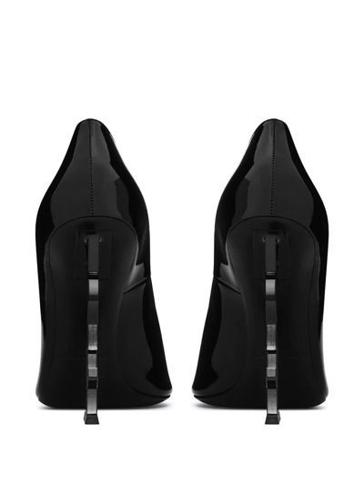 Shop Saint Laurent Logo-heel Leather Pumps In Black