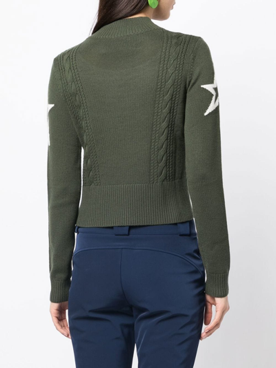 Shop Perfect Moment Cable-knit Merino Jumper In Green