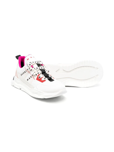 Shop Marni Logo-laces Low-top Sneakers In White