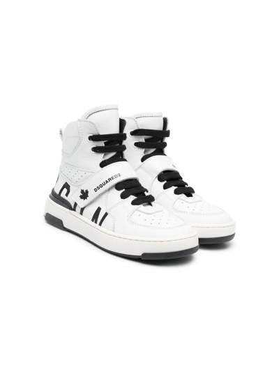 Shop Dsquared2 Logo-print High-top Sneakers In White