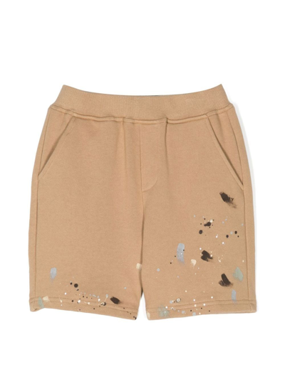 Mostly Heard Rarely Seen 8-bit Paint-splatter Cotton Shorts In Brown