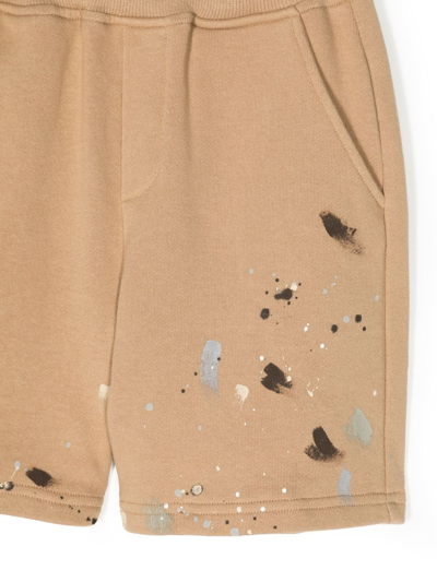 Shop Mostly Heard Rarely Seen 8-bit Paint-splatter Cotton Shorts In Brown