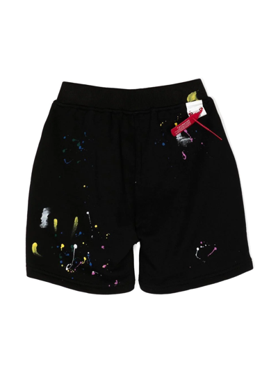Mostly Heard Rarely Seen 8-bit Louis Paint-splatter Track Shorts In Black