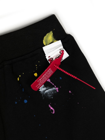 Mostly Heard Rarely Seen 8-bit Louis Paint-splatter Track Shorts In Black