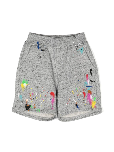 Mostly Heard Rarely Seen 8-bit Louis Paint-splatter Track Shorts In Grey