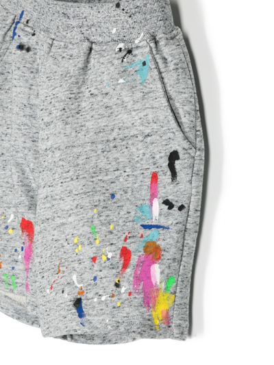 Mostly Heard Rarely Seen 8-bit Louis Paint-splatter Track Shorts In Grey