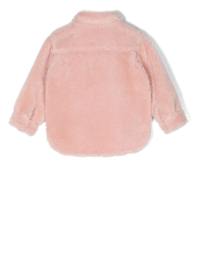 Stand Studio Kids Camille Cocoon Faux Shearling Coat In Pink