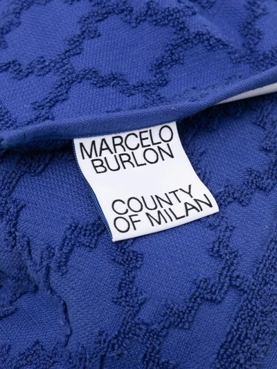 Shop Marcelo Burlon County Of Milan Abstract-pattern Towel Set In Blue
