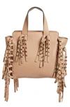 VALENTINO GARAVANI Studded Fringe Leather Tote