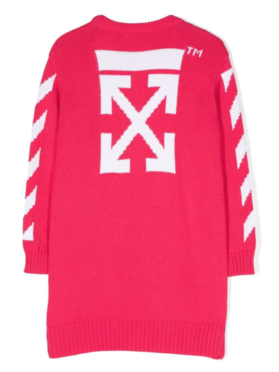 Shop Off-white Arrows-print Long-sleeved T-shirt Dress In Pink