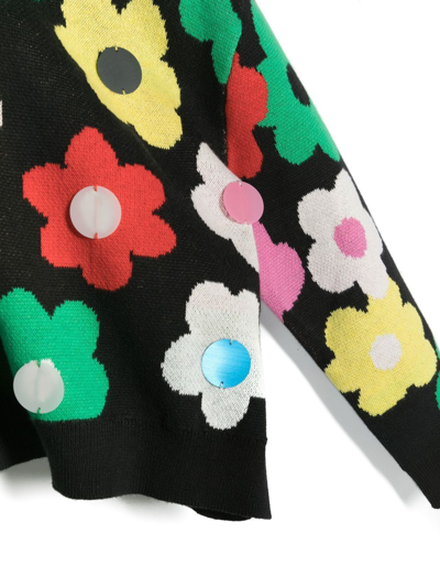Shop Stella Mccartney Floral Intarsia-knit Jumper In Black