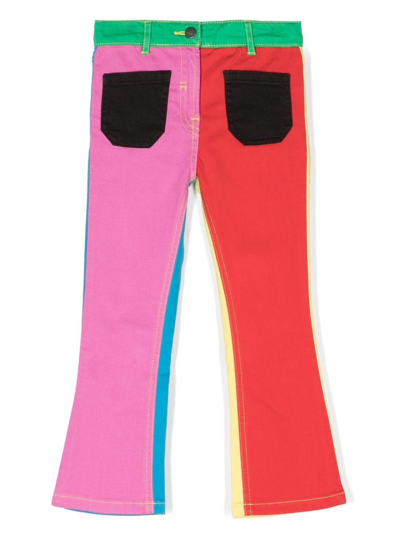 Shop Stella Mccartney Colour-block Straight-leg Trousers In Pink