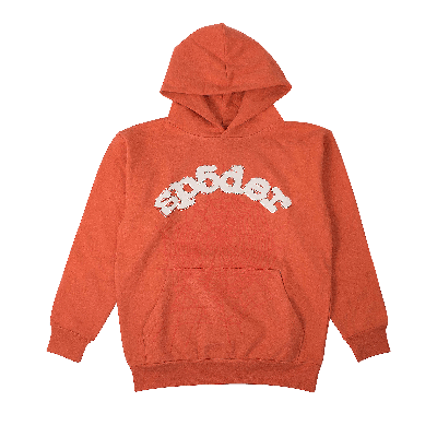 Pre-owned Sp5der Logo Hoodie Sweatshirt 'orange'