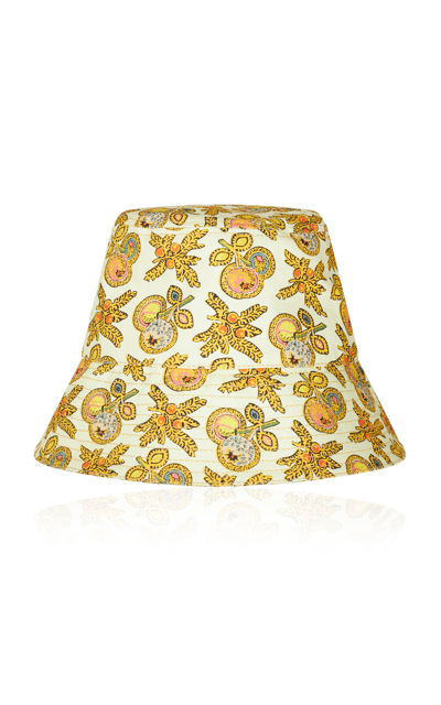 Etro Graphic-print Logo-patch Bucket Hat In Yellow