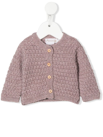 Bonpoint Babies' Chunky Knit Alpaca Wool Cardigan In Pink | ModeSens