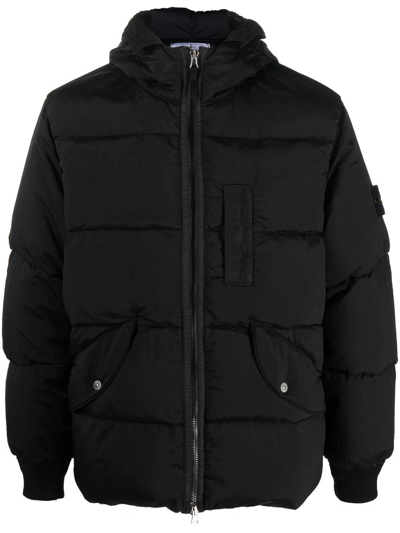 Shop Stone Island Padded Down-feather Jacket In Black