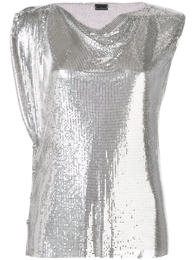 Shop Paco Rabanne Disco Top In Silver