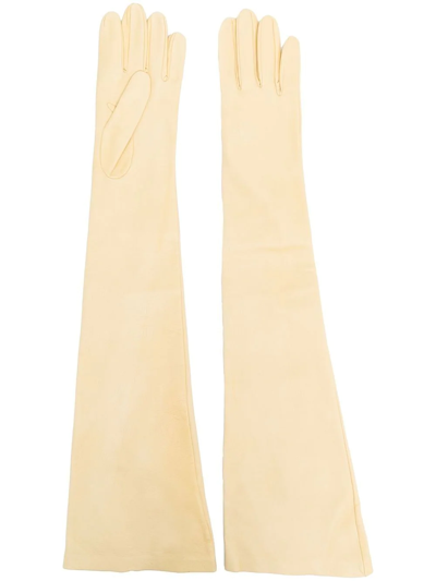 Shop Jil Sander Long Elbow-length Gloves In Yellow