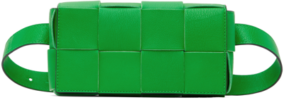 Shop Bottega Veneta Green Cassette Belt Bag In 3819 Parakeet Blk/pa