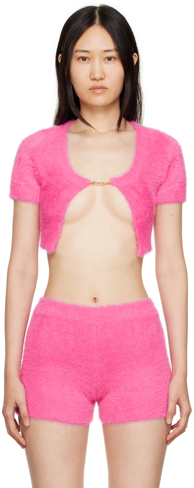 Shop Jacquemus Pink 'la Maille Neve' Cardigan In 430 Pink