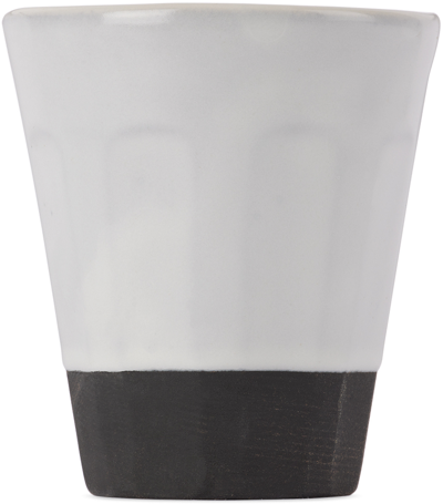 Shop Bklyn Clay Ssense Exclusive White Faceted Tumbler In Black Clay,white Glo