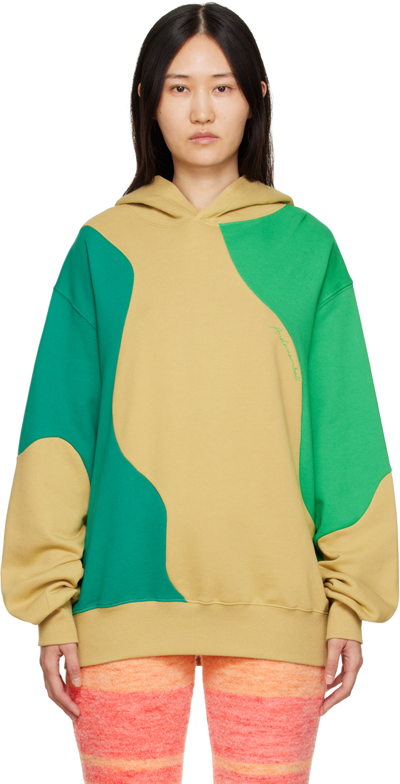 Andersson Bell Panelled Pullover Hoodie In Beige Beige
