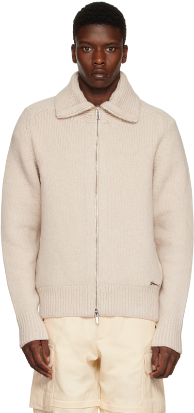 Shop Jacquemus Beige Le Papier 'le Cardigan Meunier' Sweater