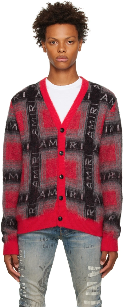 Shop Amiri Red Shadow Cardigan In Red-mohair Blend