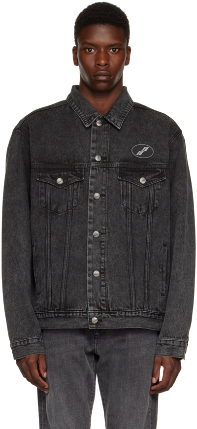 Shop We11 Done Black Oversized Denim Jacket In Wash Black