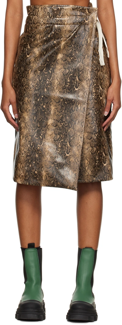 Ganni Snake Print Wrap Midi Skirt In Snake Starfish In 383 Snake Starfish