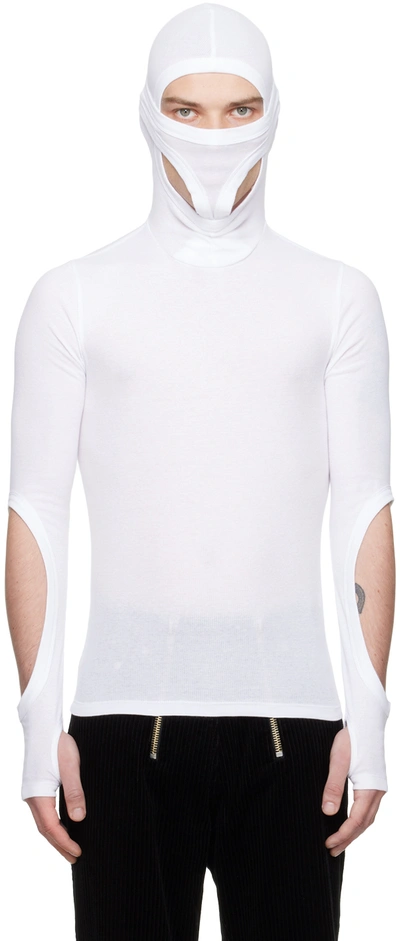 Dion Lee White Interlock Mask Turtleneck In White