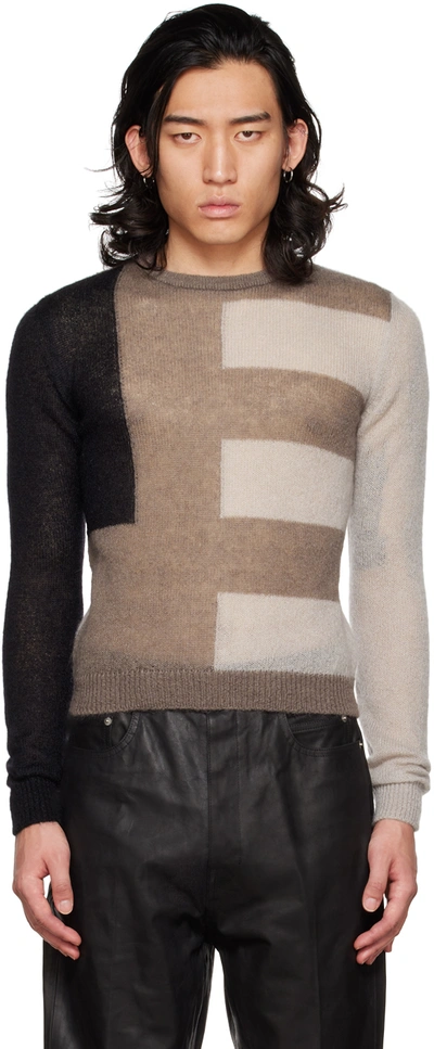 Shop Rick Owens Gray & Black Biker Sweater In 340908 Dust/black/pe