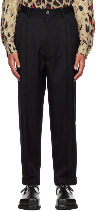 Shop Magliano Black Classic Double Pleats Trousers In 9 Black