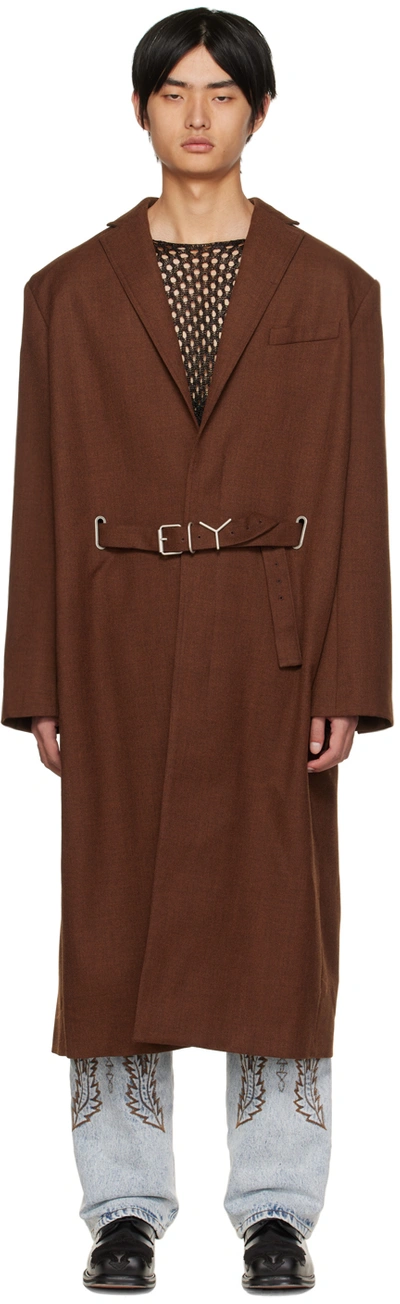 Shop Y/project Brown Y Belt Coat In Rust