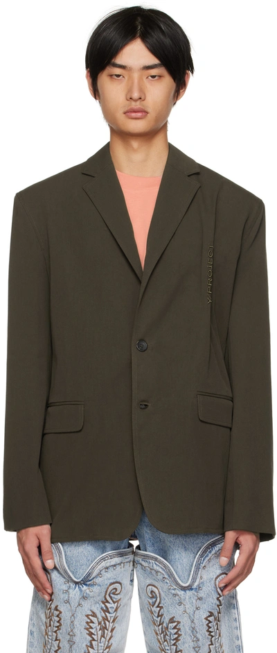 Shop Y/project Khaki Pinched Blazer In Olive