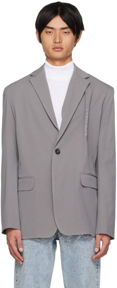 Shop Y/project Gray Pinched Blazer In Grey