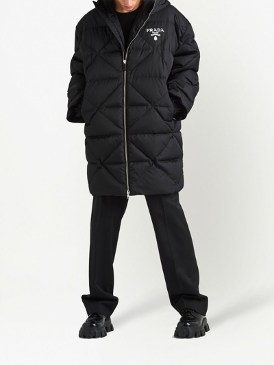 Shop Prada Re-nylon Down Coat In Black