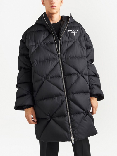 Shop Prada Re-nylon Down Coat In Black